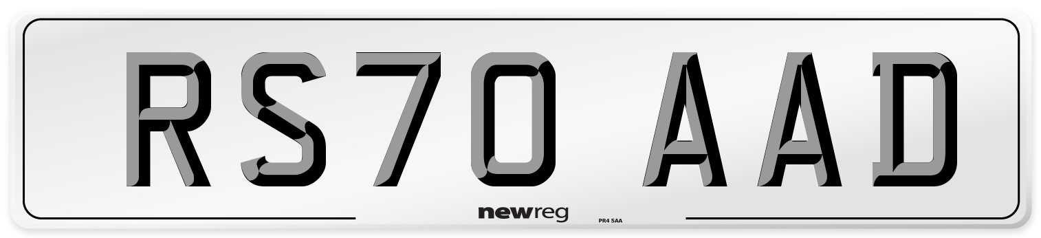 RS70 AAD Number Plate from New Reg